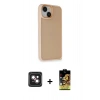 MARSİLYAN™- iPhone 14 Kılıf Atlas Form - Siyah Buffer Cam Ekran Koruyucu + PVD Metal Kamera Lens - PE