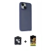 MARSİLYAN™- iPhone 14 Kılıf Atlas Form - Siyah Buffer Cam Ekran Koruyucu + PVD Metal Kamera Lens - SH