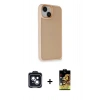 MARSİLYAN™- iPhone 14 Kılıf Atlas Form - Siyah Buffer Cam Ekran Koruyucu + PVD Metal Kamera Lens - SH