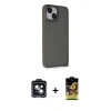 MARSİLYAN™- iPhone 14 Kılıf Atlas Form - Siyah Buffer Cam Ekran Koruyucu + PVD Metal Kamera Lens - SH
