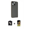 MARSİLYAN™- iPhone 14 Kılıf Atlas Form - Siyah Buffer Cam Ekran Koruyucu + PVD Metal Kamera Lens - TU