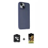MARSİLYAN™- iPhone 14 Kılıf Atlas Form - Siyah Buffer Cam Ekran Koruyucu + PVD Metal Kamera Lens - YL