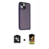 MARSİLYAN™- iPhone 14 Kılıf Atlas Form - Siyah Buffer Cam Ekran Koruyucu + PVD Metal Kamera Lens - YL