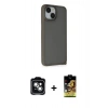 MARSİLYAN™- iPhone 14 Kılıf Atlas Form - Siyah Buffer Cam Ekran Koruyucu + PVD Metal Kamera Lens - YL