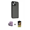 MARSİLYAN™- iPhone 14 Kılıf Atlas Form - Siyah Buffer Cam Ekran Koruyucu + Raze Metal Kamera Lens - GS