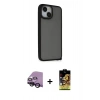 MARSİLYAN™- iPhone 14 Kılıf Atlas Form - Siyah Buffer Cam Ekran Koruyucu + Raze Metal Kamera Lens - SH