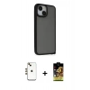 MARSİLYAN™- iPhone 14 Kılıf Atlas Form - Siyah Buffer Cam Ekran Koruyucu + Shine Kamera Lens - GD