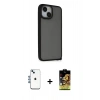 MARSİLYAN™- iPhone 14 Kılıf Atlas Form - Siyah Buffer Cam Ekran Koruyucu + Shine Kamera Lens - MI