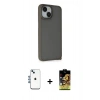 MARSİLYAN™- iPhone 14 Kılıf Atlas Form - Siyah Buffer Cam Ekran Koruyucu + Shine Kamera Lens - MI