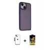 MARSİLYAN™- iPhone 14 Kılıf Atlas Form - Siyah Buffer Cam Ekran Koruyucu + Shine Kamera Lens - SH