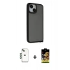 MARSİLYAN™- iPhone 14 Kılıf Atlas Form - Siyah Buffer Cam Ekran Koruyucu + Shine Kamera Lens - YL