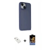 MARSİLYAN™- iPhone 14 Kılıf Atlas Form - Siyah Buffer Hayalet Cam Ekran Koruyucu + Diamond Kamera Lens - PE