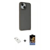 MARSİLYAN™- iPhone 14 Kılıf Atlas Form - Siyah Buffer Hayalet Cam Ekran Koruyucu + Diamond Kamera Lens - PE