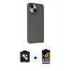 MARSİLYAN™- iPhone 14 Kılıf Atlas Form - Siyah Buffer Hayalet Cam Ekran Koruyucu + PVD Metal Kamera Lens - GS