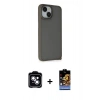MARSİLYAN™- iPhone 14 Kılıf Atlas Form - Siyah Buffer Hayalet Cam Ekran Koruyucu + PVD Metal Kamera Lens - MI