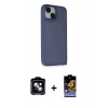 MARSİLYAN™- iPhone 14 Kılıf Atlas Form - Siyah Buffer Hayalet Cam Ekran Koruyucu + PVD Metal Kamera Lens - MI