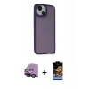 MARSİLYAN™- iPhone 14 Kılıf Atlas Form - Siyah Buffer Hayalet Cam Ekran Koruyucu + Raze Metal Kamera Lens - SH