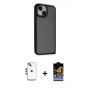MARSİLYAN™- iPhone 14 Kılıf Atlas Form - Siyah Buffer Hayalet Cam Ekran Koruyucu + Shine Kamera Lens - GD