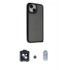 MARSİLYAN™- iPhone 14 Kılıf Atlas Form - Siyah Joko Magic 5D Cam + PVD Metal Kamera Lens - SH