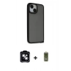 MARSİLYAN™- iPhone 14 Kılıf Atlas Form - Siyah Joko Magic 5D Hayalet Cam + PVD Metal Kamera Lens - GS