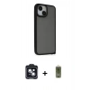 MARSİLYAN™- iPhone 14 Kılıf Atlas Form - Siyah Joko Magic 5D Hayalet Cam + PVD Metal Kamera Lens - SH
