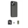 MARSİLYAN™- iPhone 14 Kılıf Atlas Form - Siyah Joko Magic 5D Hayalet Cam + PVD Metal Kamera Lens - TU