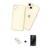 MARSİLYAN™- iPhone 14 Kılıf Atlas Minimal Prime - Siyah 3D Antistatik Hayalet Cam Ekran Koruyucu + Diamond Kamera Lens - SABE