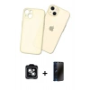 MARSİLYAN™- iPhone 14 Kılıf Atlas Minimal Prime - Siyah 3D Antistatik Hayalet Cam Ekran Koruyucu + PVD Metal Kamera Lens - YL