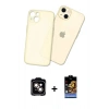MARSİLYAN™- iPhone 14 Kılıf Atlas Minimal Prime - Siyah Buffer Hayalet Cam Ekran Koruyucu + Turuncu PVD Metal Kamera Lens