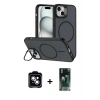 MARSİLYAN™- iPhone 14 Kılıf Çekirdek Klasik - Şeffaf 360 Full Body Arka Koruyucu + PVD Metal Kamera Lens - MI
