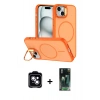 MARSİLYAN™- iPhone 14 Kılıf Çekirdek Klasik - Şeffaf 360 Full Body Arka Koruyucu + PVD Metal Kamera Lens - MI