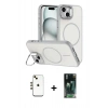 MARSİLYAN™- iPhone 14 Kılıf Çekirdek Klasik - Şeffaf 360 Full Body Arka Koruyucu + Shine Kamera Lens - GD