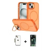 MARSİLYAN™- iPhone 14 Kılıf Çekirdek Klasik - Şeffaf 360 Full Body Arka Koruyucu + Shine Kamera Lens - GD
