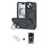 MARSİLYAN™- iPhone 14 Kılıf Çekirdek Klasik - Şeffaf 360 Full Body Arka Koruyucu + Diamond Kamera Lens - SABE