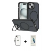 MARSİLYAN™- iPhone 14 Kılıf Çekirdek Klasik - Şeffaf Pasifik Cam Ekran Koruyucu + Shine Kamera Lens - GI