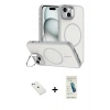 MARSİLYAN™- iPhone 14 Kılıf Çekirdek Klasik - Şeffaf Pasifik Cam Ekran Koruyucu + Diamond Kamera Lens - SABE