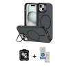 MARSİLYAN™- iPhone 14 Kılıf Çekirdek Klasik - Şeffaf Royal Nano Ekran Koruyucu + PVD Metal Kamera Lens - GS
