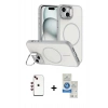 MARSİLYAN™- iPhone 14 Kılıf Çekirdek Klasik - Şeffaf Royal Nano Ekran Koruyucu + Shine Kamera Lens - KI