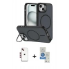 MARSİLYAN™- iPhone 14 Kılıf Çekirdek Klasik - Şeffaf Royal Nano Ekran Koruyucu + Shine Kamera Lens - KI