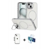 MARSİLYAN™- iPhone 14 Kılıf Çekirdek Klasik - Siyah 3D Antistatik Cam Ekran Koruyucu + Shine Kamera Lens - GI
