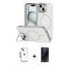 MARSİLYAN™- iPhone 14 Kılıf Çekirdek Klasik - Siyah 3D Antistatik Hayalet Cam Ekran Koruyucu + Shine Kamera Lens - GI