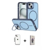 MARSİLYAN™- iPhone 14 Kılıf Çekirdek Klasik - Siyah Bilvis 3D Cam Ekran Koruyucu + Shine Kamera Lens - GI