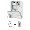 MARSİLYAN™- iPhone 14 Kılıf Çekirdek Klasik - Siyah Bilvis 3D Cam Ekran Koruyucu + Shine Kamera Lens - MI