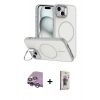 MARSİLYAN™- iPhone 14 Kılıf Çekirdek Klasik - Siyah Bilvis 3D Cam Ekran Koruyucu + Raze Metal Kamera Lens - MR