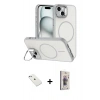 MARSİLYAN™- iPhone 14 Kılıf Çekirdek Klasik - Siyah Bilvis 3D Cam Ekran Koruyucu + Diamond Kamera Lens - SABE