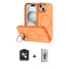 MARSİLYAN™- iPhone 14 Kılıf Çekirdek Klasik - Siyah Bilvis 3D Cam Ekran Koruyucu + PVD Metal Kamera Lens - YL