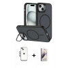 MARSİLYAN™- iPhone 14 Kılıf Çekirdek Klasik - Siyah Bilvis 3D Mat Cam Ekran Koruyucu + Shine Kamera Lens - GI