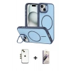 MARSİLYAN™- iPhone 14 Kılıf Çekirdek Klasik - Siyah Bilvis 3D Mat Cam Ekran Koruyucu + Shine Kamera Lens - GD