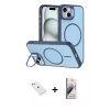 MARSİLYAN™- iPhone 14 Kılıf Çekirdek Klasik - Siyah Bilvis 3D Mat Cam Ekran Koruyucu + Diamond Kamera Lens - PE