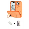 MARSİLYAN™- iPhone 14 Kılıf Çekirdek Klasik - Siyah Bilvis 3D Mat Cam Ekran Koruyucu + Diamond Kamera Lens - PE